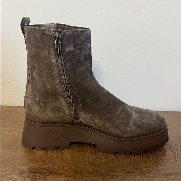 Vince Camuto Womens Neframes Zipper Block Heel Ankle Boots grey brown US 9.5 - Picture 4 of 7